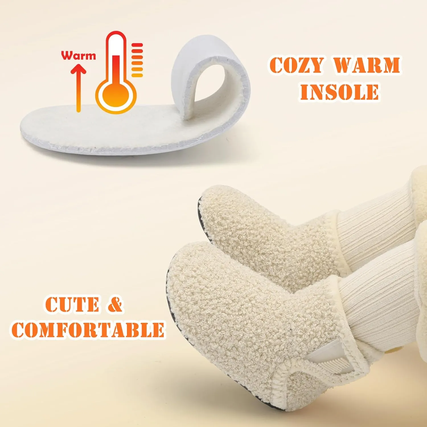 BARERUN Toddler Slippers Girls Boys House Shoes Baby Winter Booties Plush Cozy Kids House Slipper Warm Lightweight Infant Walking Shoes Socks