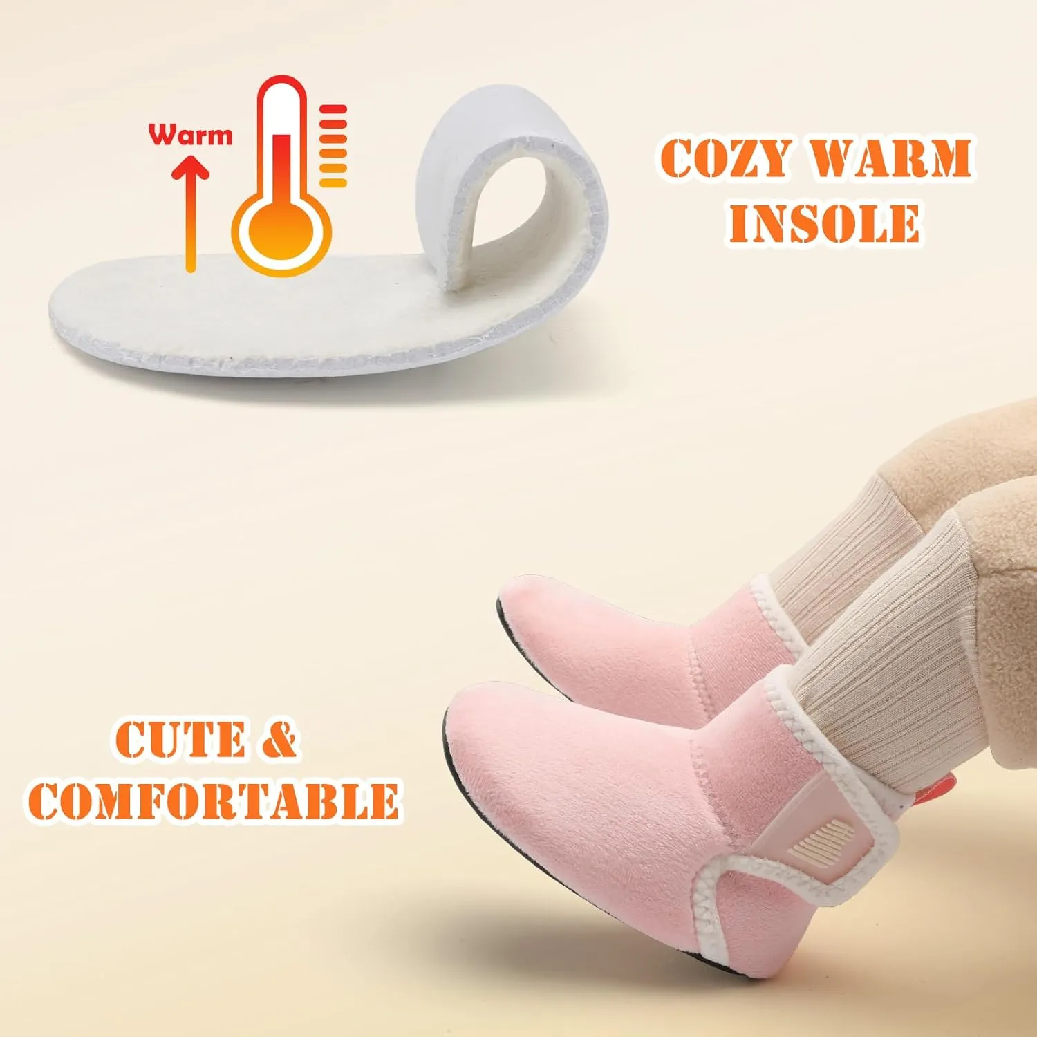 BARERUN Toddler Slippers Girls Boys House Shoes Baby Winter Booties Plush Cozy Kids House Slipper Warm Lightweight Infant Walking Shoes Socks