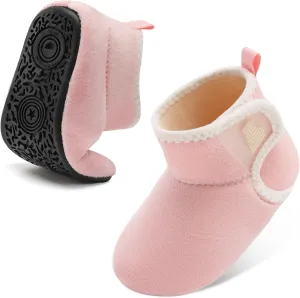 BARERUN Toddler Slippers Girls Boys House Shoes Baby Winter Booties Plush Cozy Kids House Slipper Warm Lightweight Infant Walking Shoes Socks