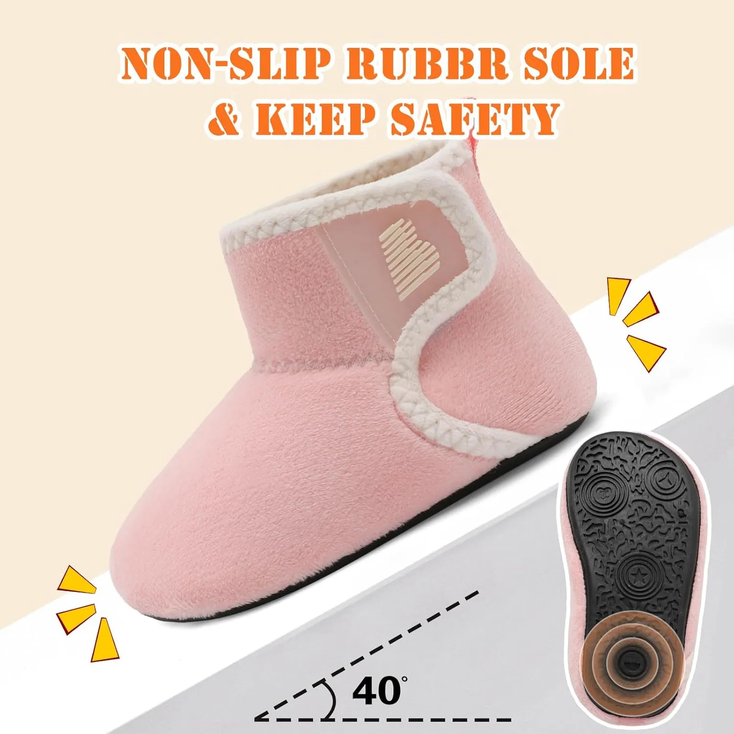 BARERUN Toddler Slippers Girls Boys House Shoes Baby Winter Booties Plush Cozy Kids House Slipper Warm Lightweight Infant Walking Shoes Socks