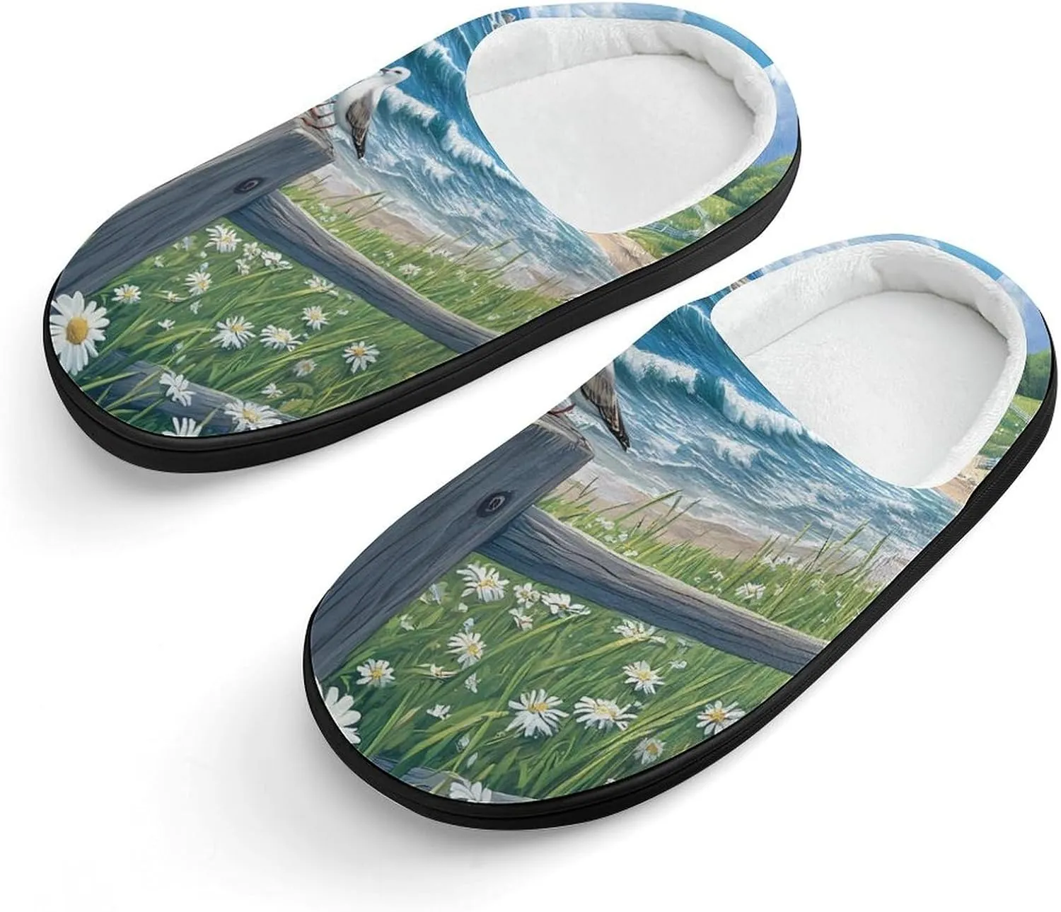 Beach Seascape Lighthouse Slippers Non-slip House Slippers Home Shoes Indoor Outdoor Slippers For Girls Boys