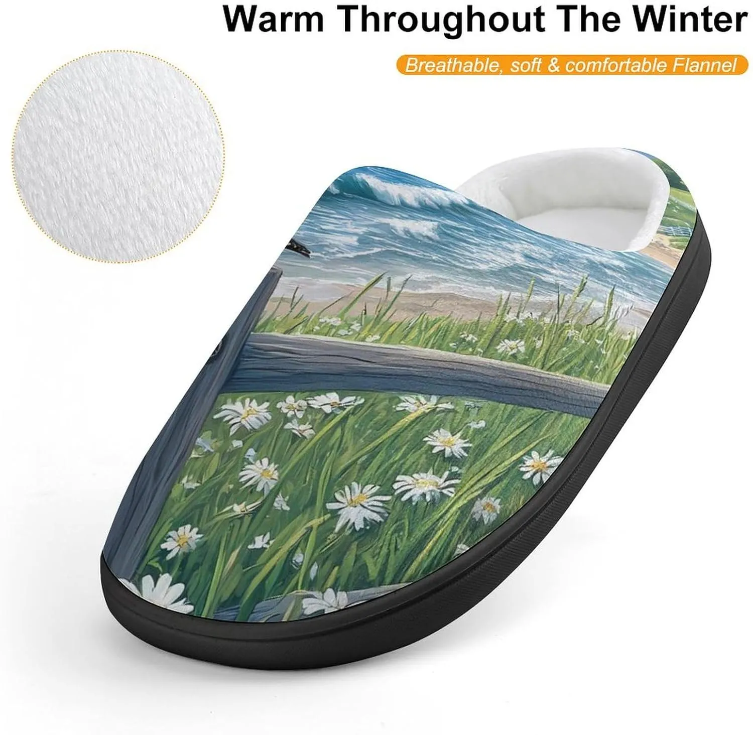 Beach Seascape Lighthouse Slippers Non-slip House Slippers Home Shoes Indoor Outdoor Slippers For Girls Boys