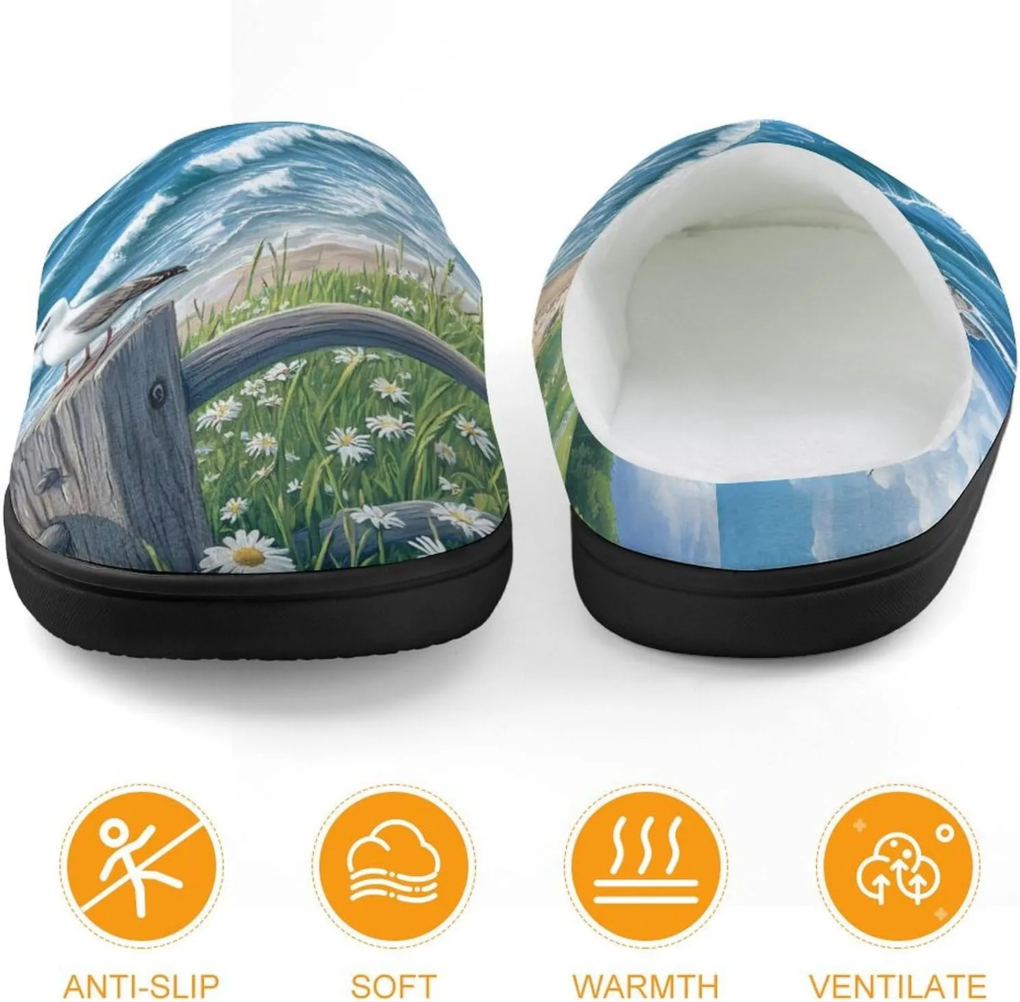Beach Seascape Lighthouse Slippers Non-slip House Slippers Home Shoes Indoor Outdoor Slippers For Girls Boys