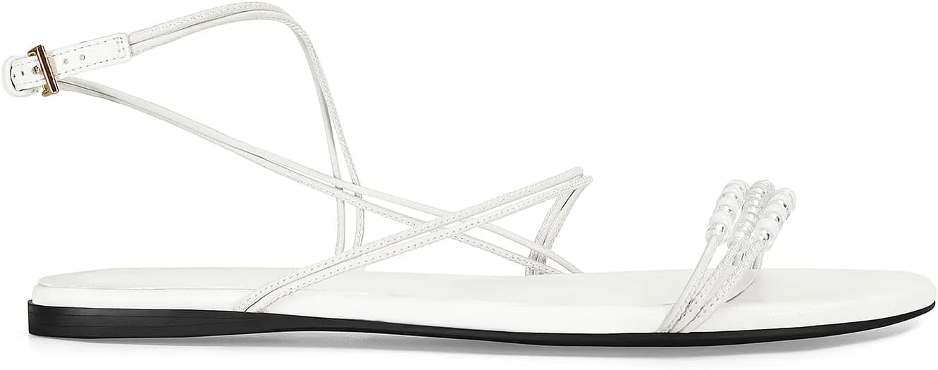 Beaded Strappy Flat Sandals for Women Bohemian Sandals Open Toe Slingback Flats Summer Vacation Beach Casual Daily Dressy Cute Shoes