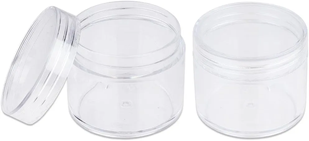Beauticom® 2 oz./ 60 Grams/ 60 ML (Quantity: 12 Packs) Thick Wall Round Clear Plastic Jars Container with CLEAR Flat Top Lids for Cosmetic, Lip Balm, Lip Gloss, Creams, Lotions, Liquid