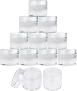 Beauticom® 2 oz./ 60 Grams/ 60 ML (Quantity: 12 Packs) Thick Wall Round Clear Plastic Jars Container with CLEAR Flat Top Lids for Cosmetic, Lip Balm, Lip Gloss, Creams, Lotions, Liquid