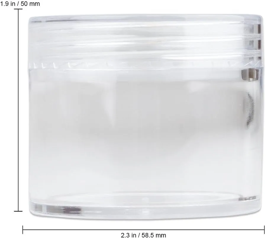Beauticom® 2 oz./ 60 Grams/ 60 ML (Quantity: 12 Packs) Thick Wall Round Clear Plastic Jars Container with CLEAR Flat Top Lids for Cosmetic, Lip Balm, Lip Gloss, Creams, Lotions, Liquid