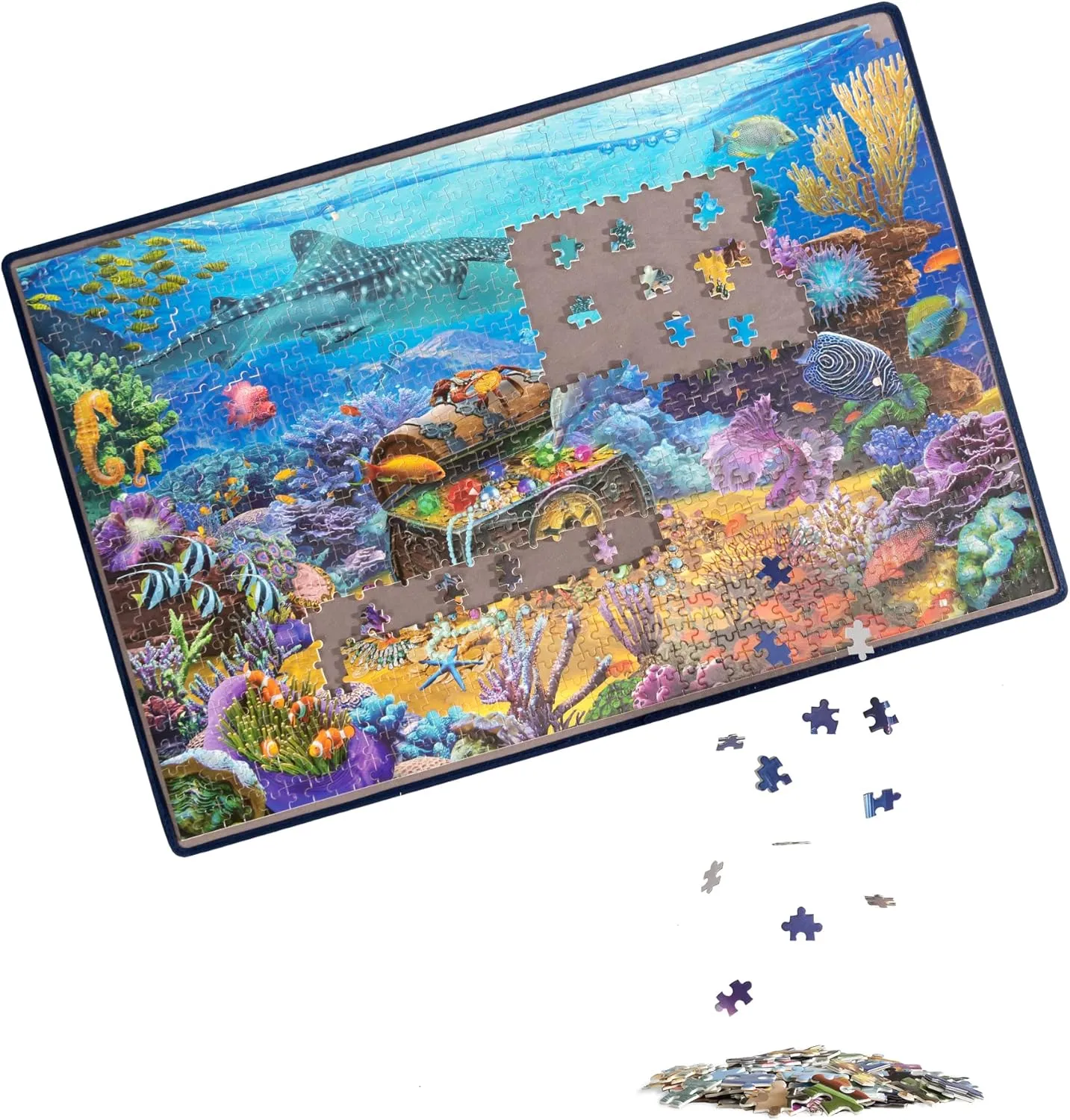 Becko US Jigsaw Puzzle Board Portable Puzzle Mat for Puzzles Storage Saver, Non-Slip Surface, Up to 1000 Pieces (Gray)