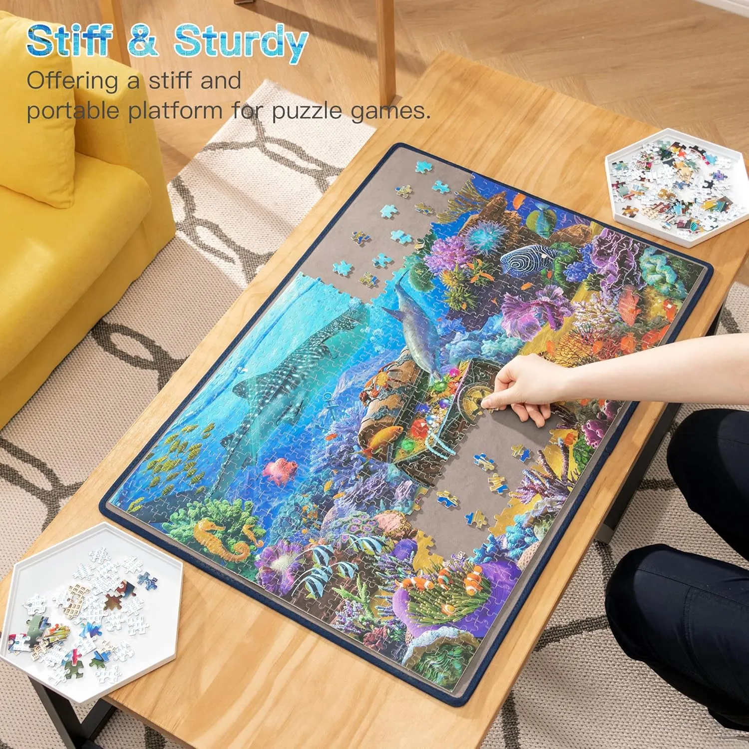 Becko US Jigsaw Puzzle Board Portable Puzzle Mat for Puzzles Storage Saver, Non-Slip Surface, Up to 1000 Pieces (Gray)
