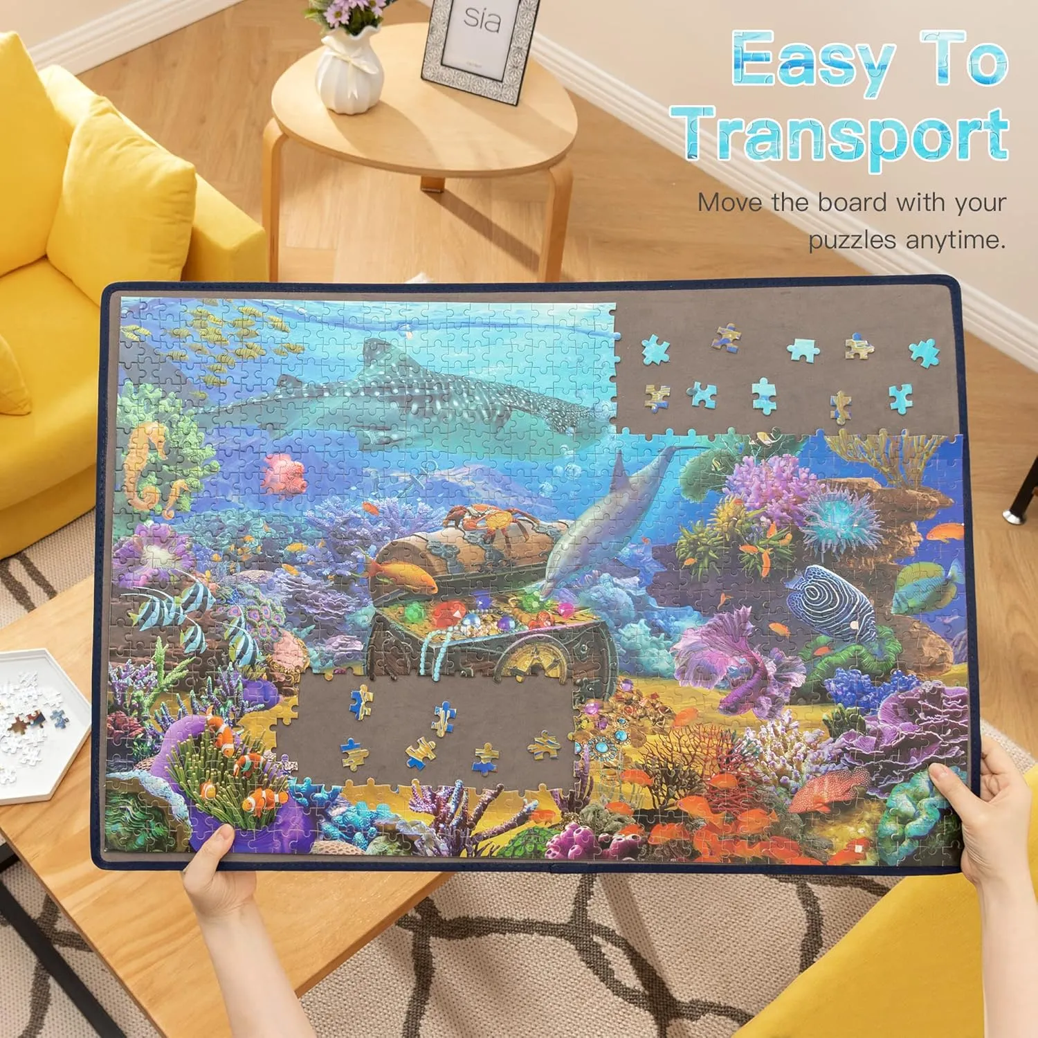 Becko US Jigsaw Puzzle Board Portable Puzzle Mat for Puzzles Storage Saver, Non-Slip Surface, Up to 1000 Pieces (Gray)