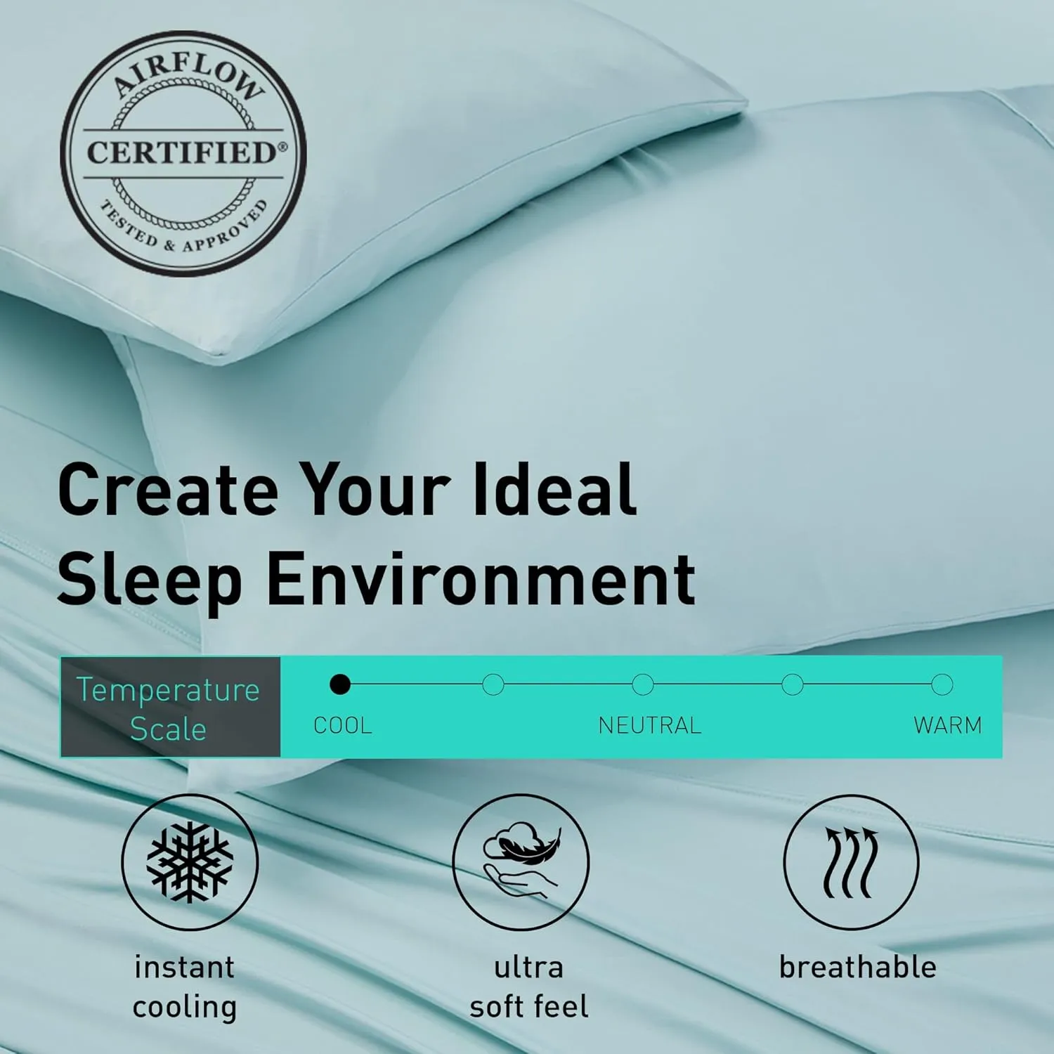 Bedgear Ver-Tex Sheet Set - Instant Cooling Bed Sheets with an Ultra-Soft Feel and a Powerband for a Secure Fit - Includes Fitted Sheet, Flat Sheet, and 2 Pillowcase - King/California King, Misty Blue