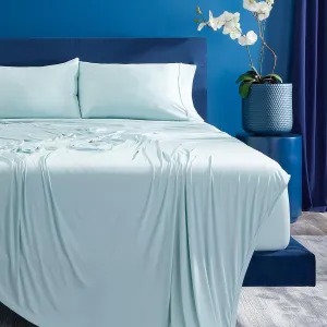 Bedgear Ver-Tex Sheet Set - Instant Cooling Bed Sheets with an Ultra-Soft Feel and a Powerband for a Secure Fit - Includes Fitted Sheet, Flat Sheet, and 2 Pillowcase - King/California King, Misty Blue