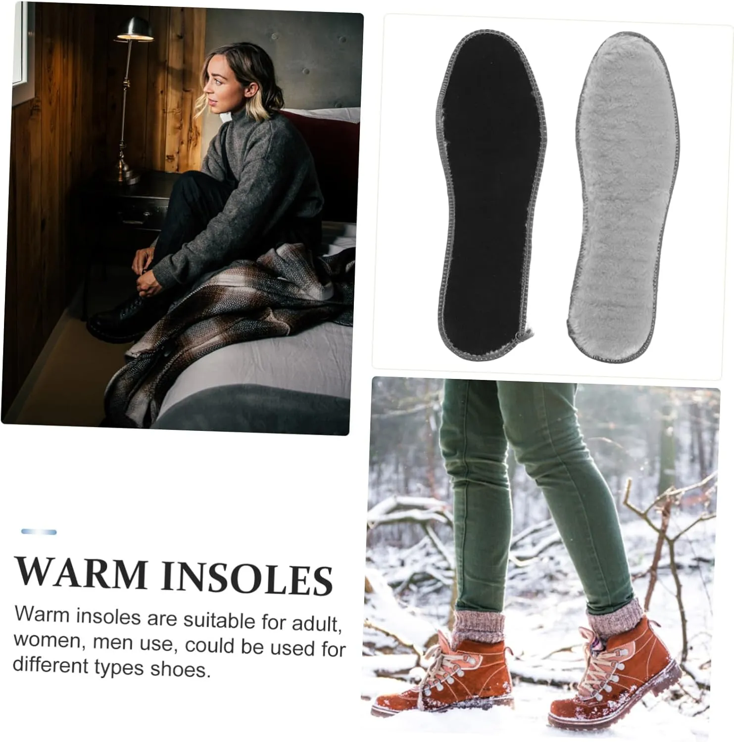 BESTYASH 4 Pairs Winter Fluffy Insoles for Women Thick Thermal Shoe Inserts for Comfort Warmth Ergonomic Design for Cold Weather