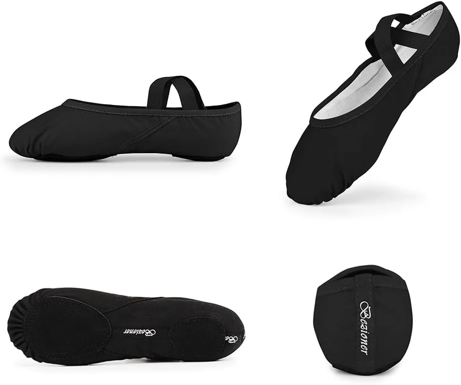 Bezioner Girls Canvas Ballet Shoes Ballet Slipper for Kids Women,Yoga Shoes for Dancing
