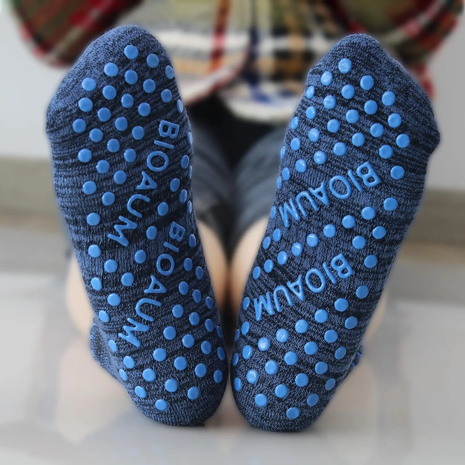 BIOAUM Yoga Socks for Women - 6 Pairs Cotton Cushion Non Slip Grip Slipper Pilates Hospital Socks