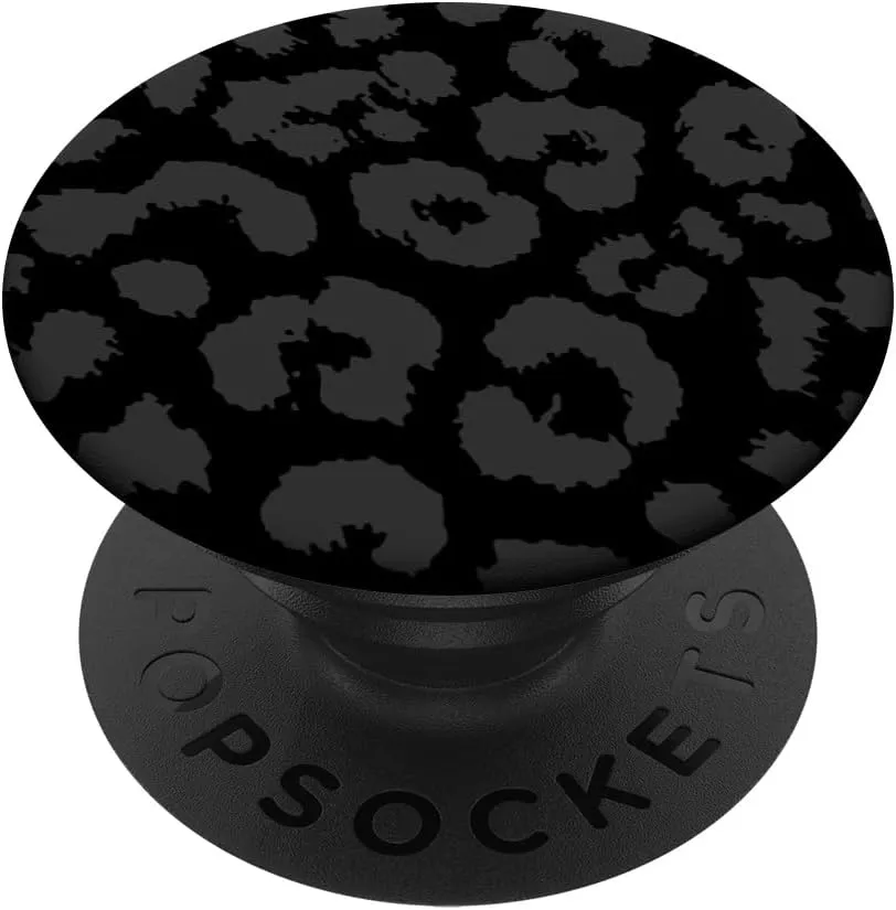 black gray cheetah print, leopard skin pattern PopSockets Adhesive PopGrip