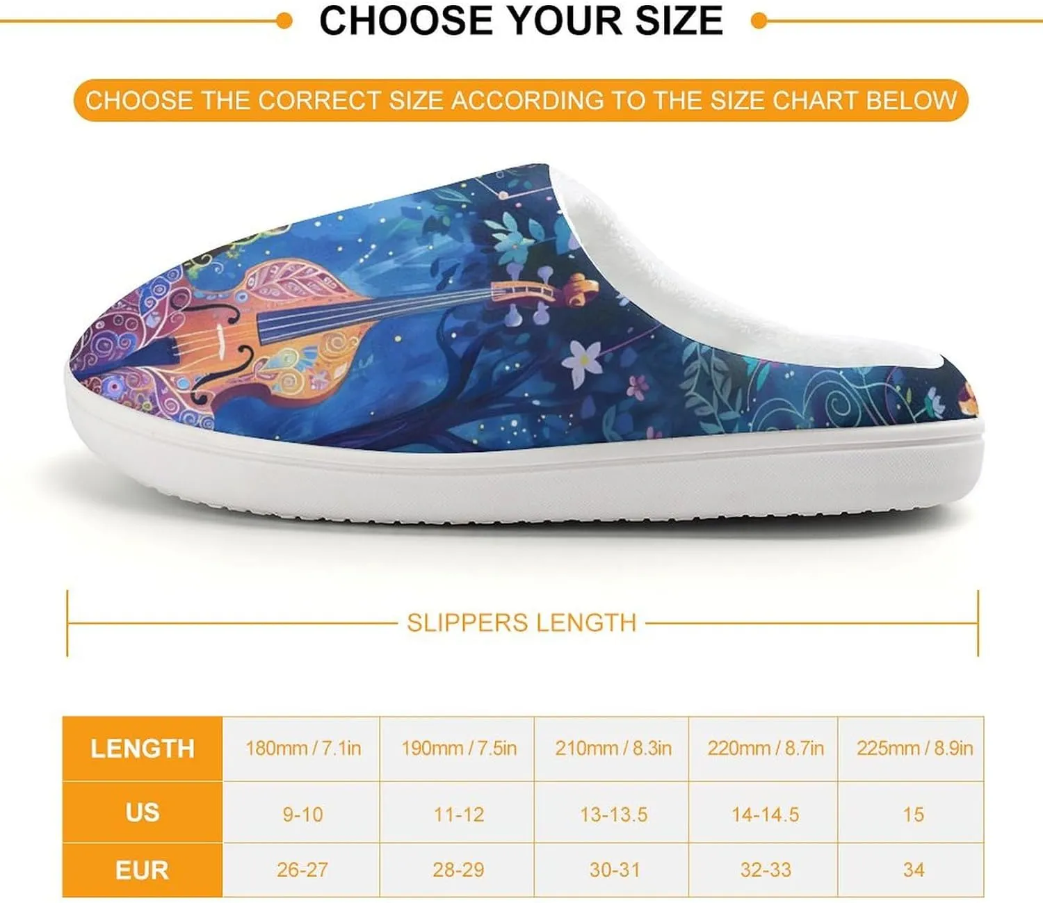 Blue Night Musicians Park Cute Cotton Slippers Anti-Slip House Shoes Printed Slipper for Indoor Outdoor