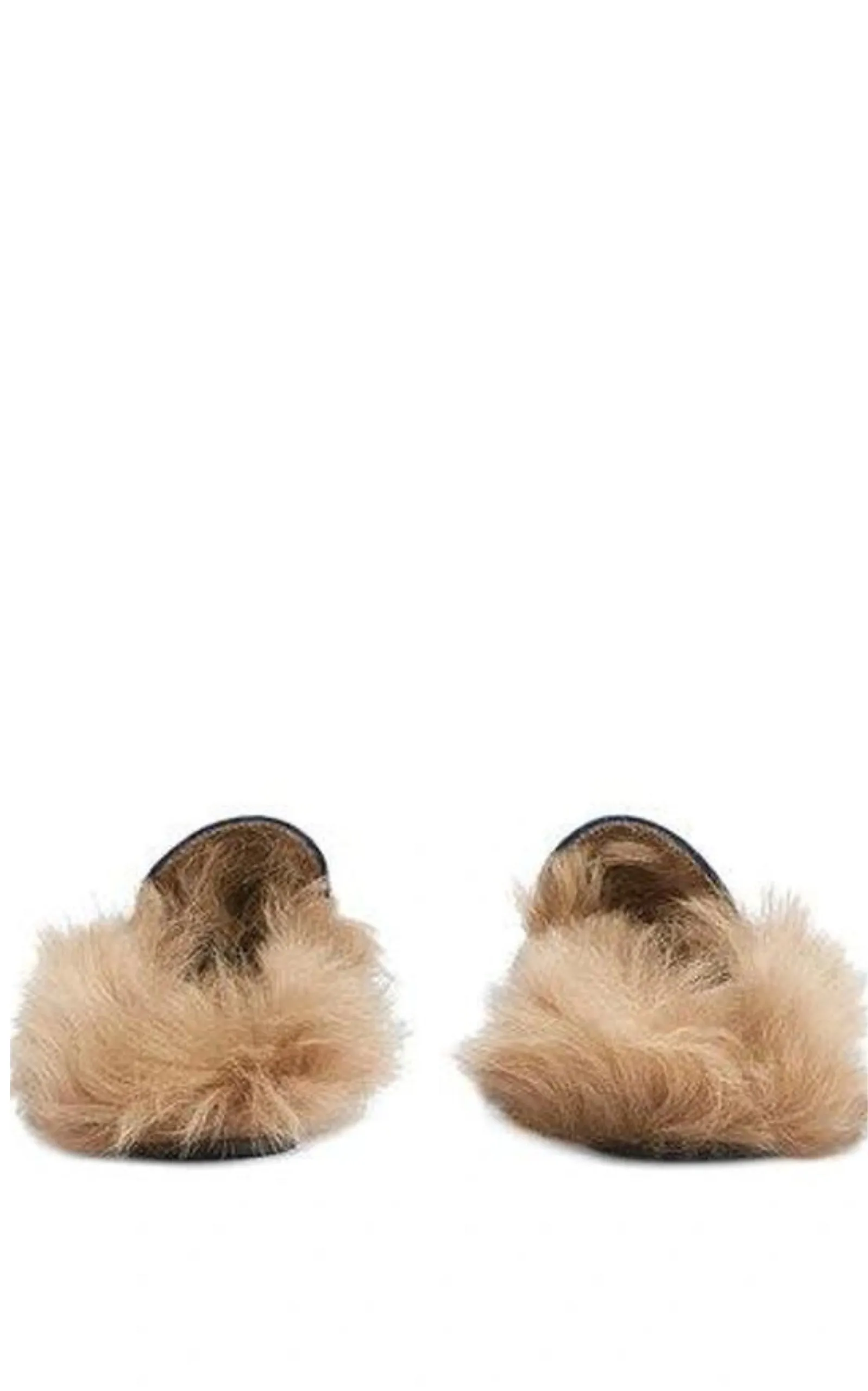 Blue Velvet & Fur Princetown Slippers