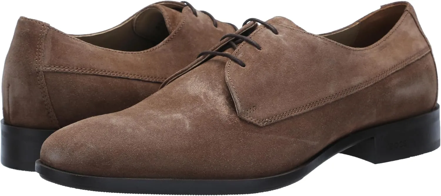 BOSS Men's Colby Smooth Suede Lace Up Derby Dress Shoe Oxford Flat