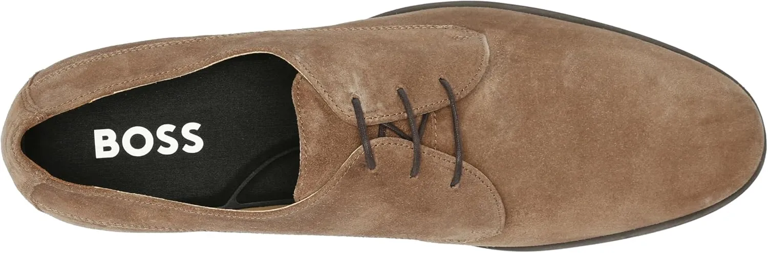 BOSS Men's Colby Smooth Suede Lace Up Derby Dress Shoe Oxford Flat