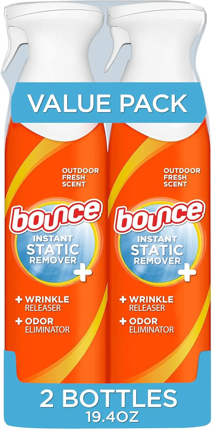 Bounce Rapid Touch-Up 3 in 1 Wrinkle Releaser Clothing Spray, Fabric Refresher, Odor Eliminator & Anti Static, 9.7 ounces (Pack of 2)