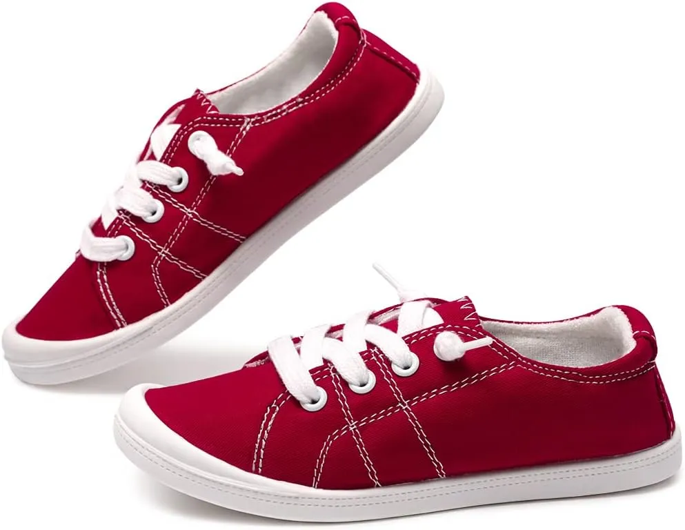 Boy and Girl Slip on Canvas Sneaker, Kids Low Top Casual Fashion Shoes, Comfy Lace up Walking Shoes