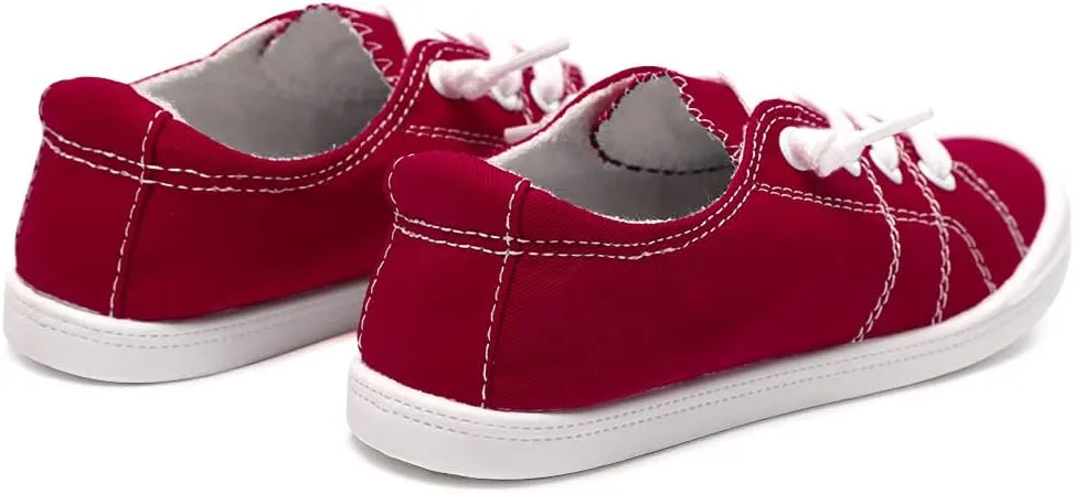 Boy and Girl Slip on Canvas Sneaker, Kids Low Top Casual Fashion Shoes, Comfy Lace up Walking Shoes