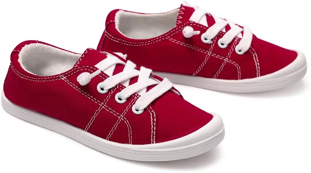 Boy and Girl Slip on Canvas Sneaker, Kids Low Top Casual Fashion Shoes, Comfy Lace up Walking Shoes