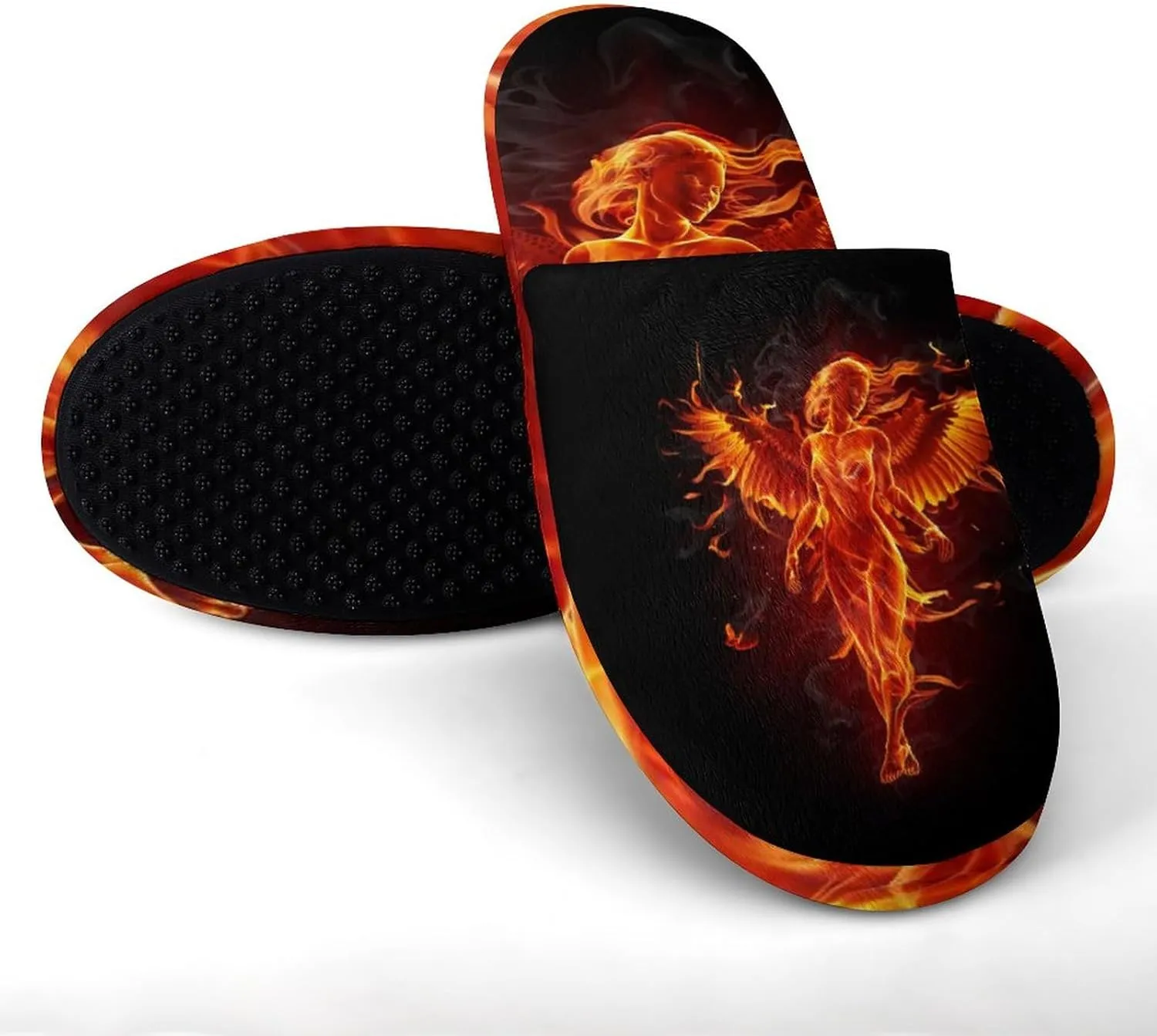 Burning Angel of Flame Women's Washable Cotton Slippers Comfortable House Shoes Slip on House