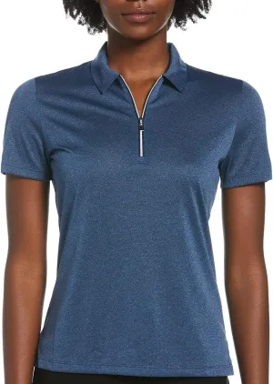 Callaway Women's Quarter Zip Short Sleeve Heather Golf Polo Shirt