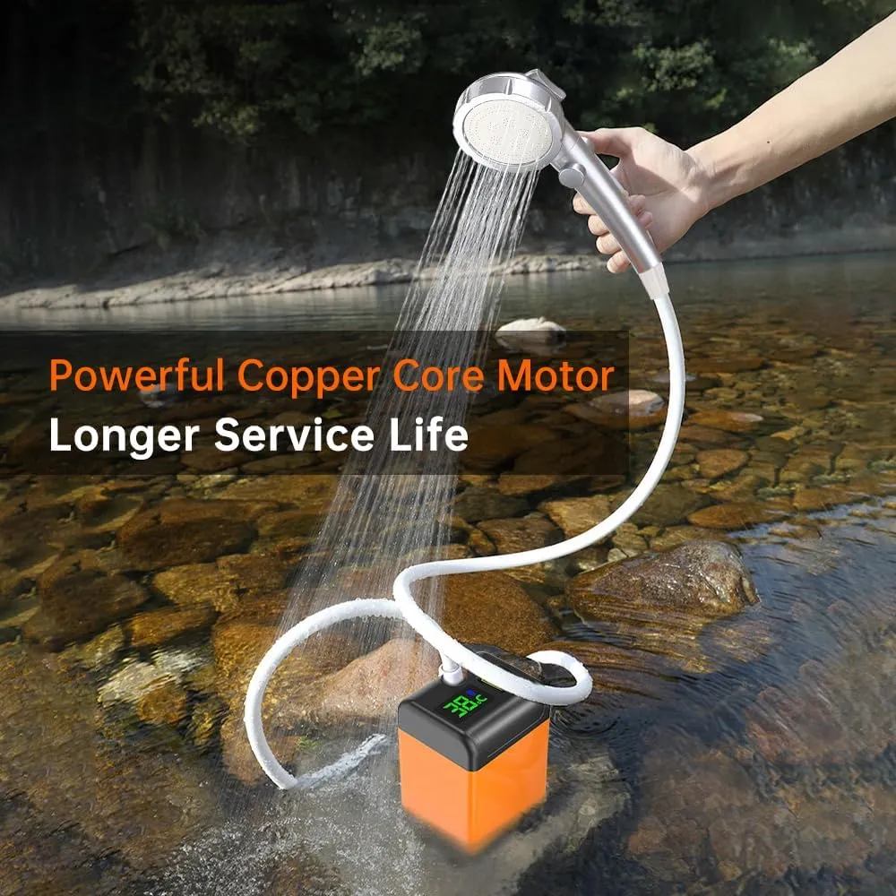 Camping Shower Pump with Intelligent Digital Display Electric Portable Camping Shower