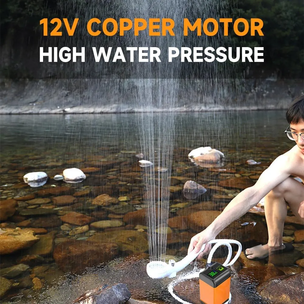 Camping Shower Pump with Intelligent Digital Display Electric Portable Camping Shower