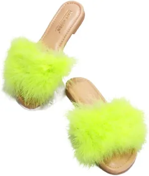 Cape Robbin Women's Sandal-1 Feather Slip On Slide Flat