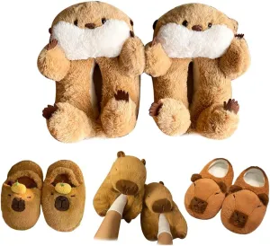 Capybara Plush Slippers, Cartoon Animals Stuffed Slipper, Unisex Adult House Slippers Women Men Christmas