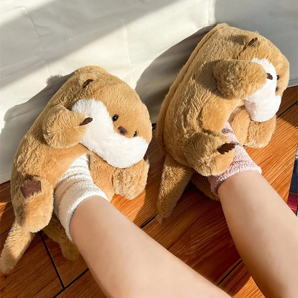 Capybara Plush Slippers, Cartoon Animals Stuffed Slipper, Unisex Adult House Slippers Women Men Christmas