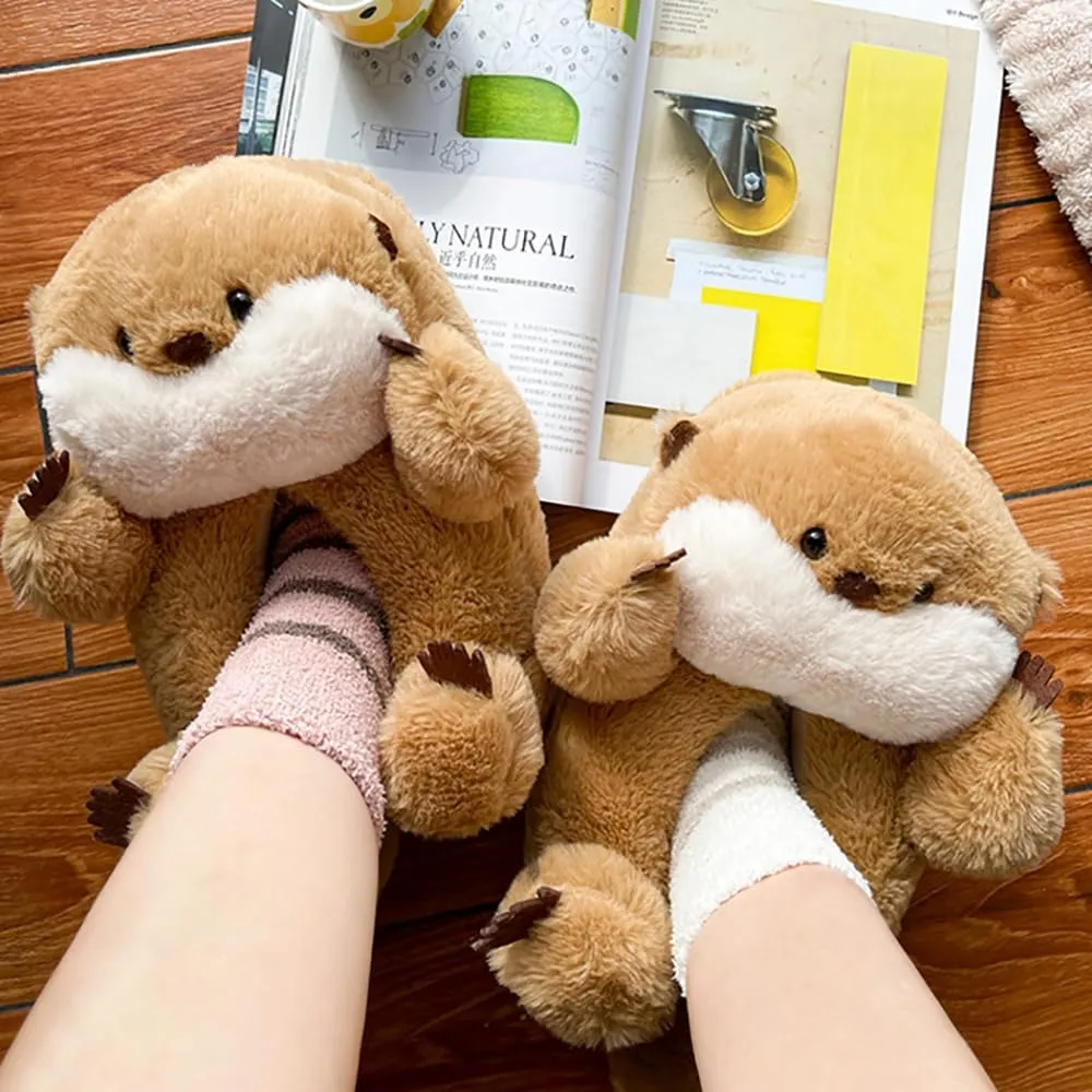 Capybara Plush Slippers, Cartoon Animals Stuffed Slipper, Unisex Adult House Slippers Women Men Christmas