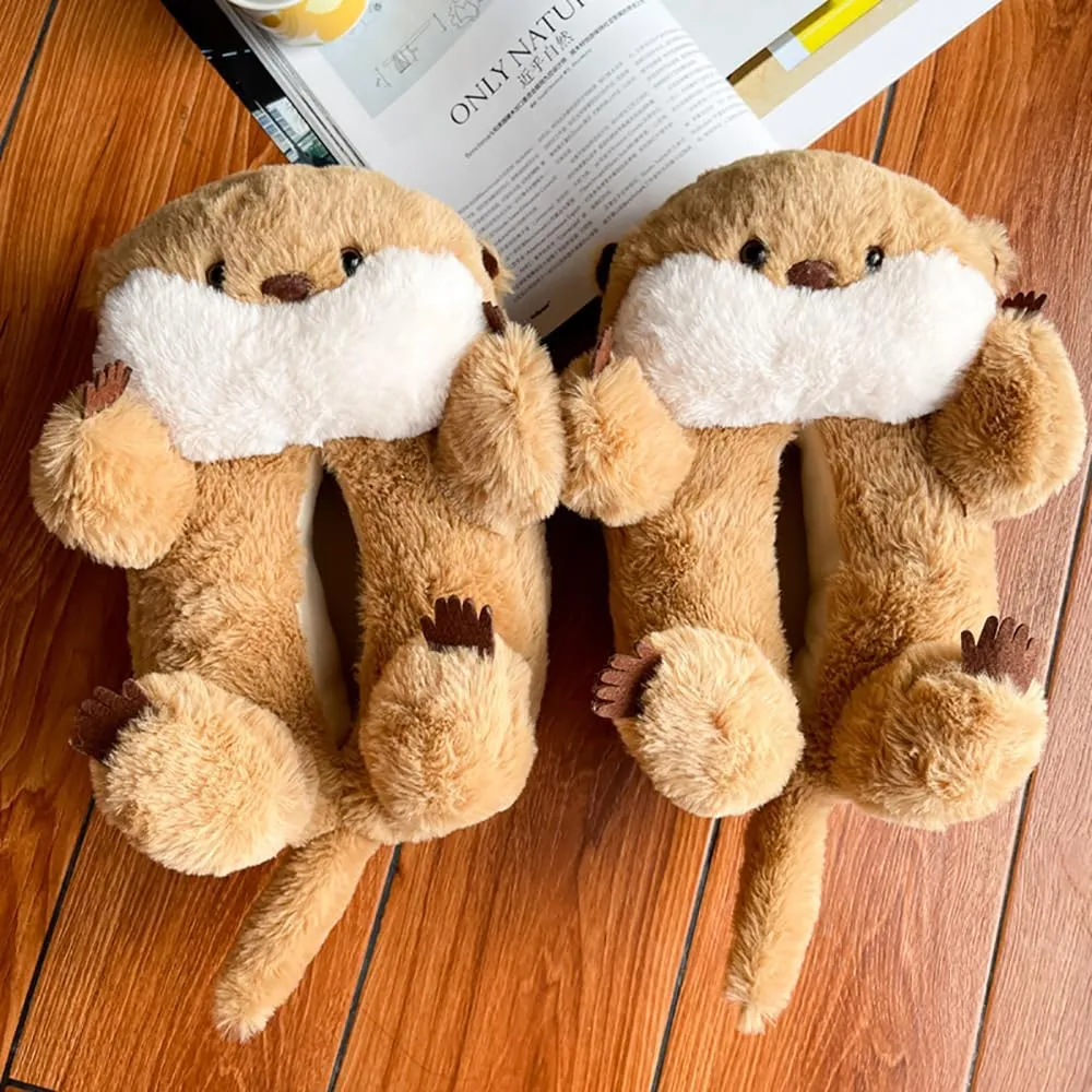 Capybara Plush Slippers, Cartoon Animals Stuffed Slipper, Unisex Adult House Slippers Women Men Christmas