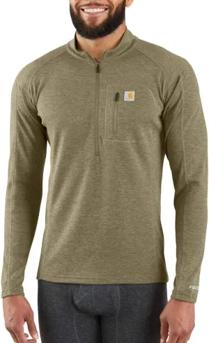 Carhartt Men's Force Midweight Synthetic-Wool Blend Base Layer Quarter-Zip Pocket Top
