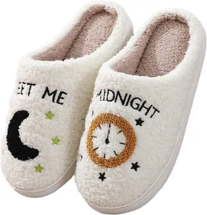 Cartoon Slippers for Womens Mens Cute Cozy Plush Warm Slip-on House Shoes for Indoor and Outdoor Meet Me at Midnight Strawberry Mushroom Evil Eyes Love Heart Slippers