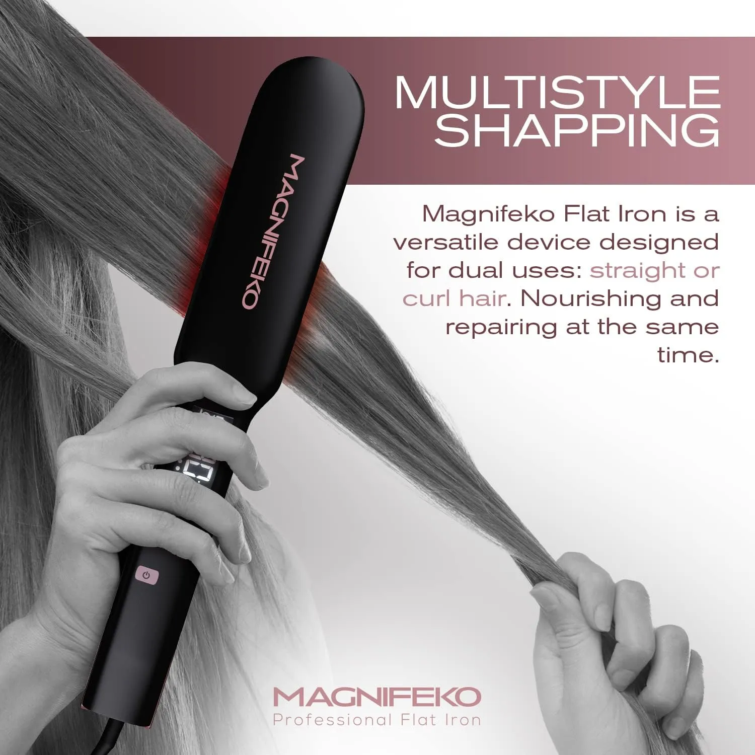 Ceramic Hair Straightener - Flat Iron Hair Straightener – Hair Iron Straightener - plancha de Cabello Professional (Black)