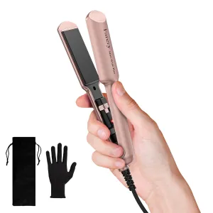 Ceramic Mini Hair Straightener, 1.5 Inch Wider Plate, Hair Iron for Fast Straightening, Portable Flat Iron with Dual Voltage and Storage Bag