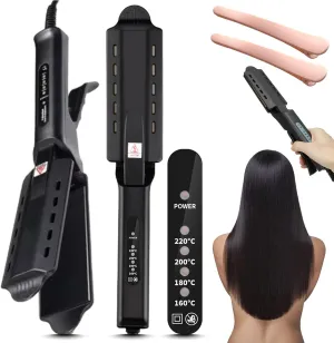 Ceramic Tourmaline Ionic Flat Iron Hair Straightener - Fast Heating Bio Ionic Flat Iron with 4-Step Temperature Control for Smooth, Silky Hair | Dual Wet & Dry Use (1 Pcs)