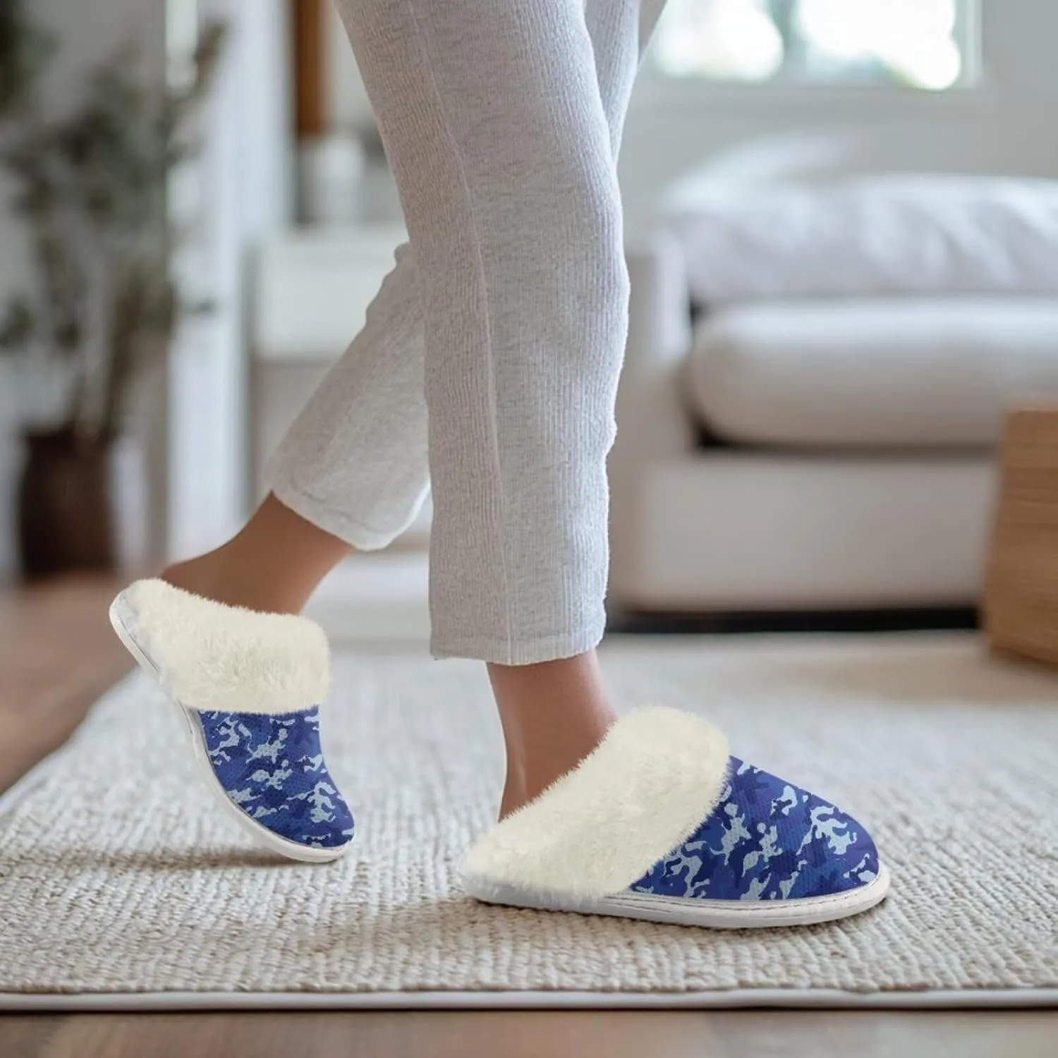 chaqlin Fuzzy Plush Slipper with Fur Edge Unisex's Bedroom House Cozy Soft Memory Foam Slippers Winter Warm Anti Slip Thick Sole Slippers Casual Outdoor Indoor
