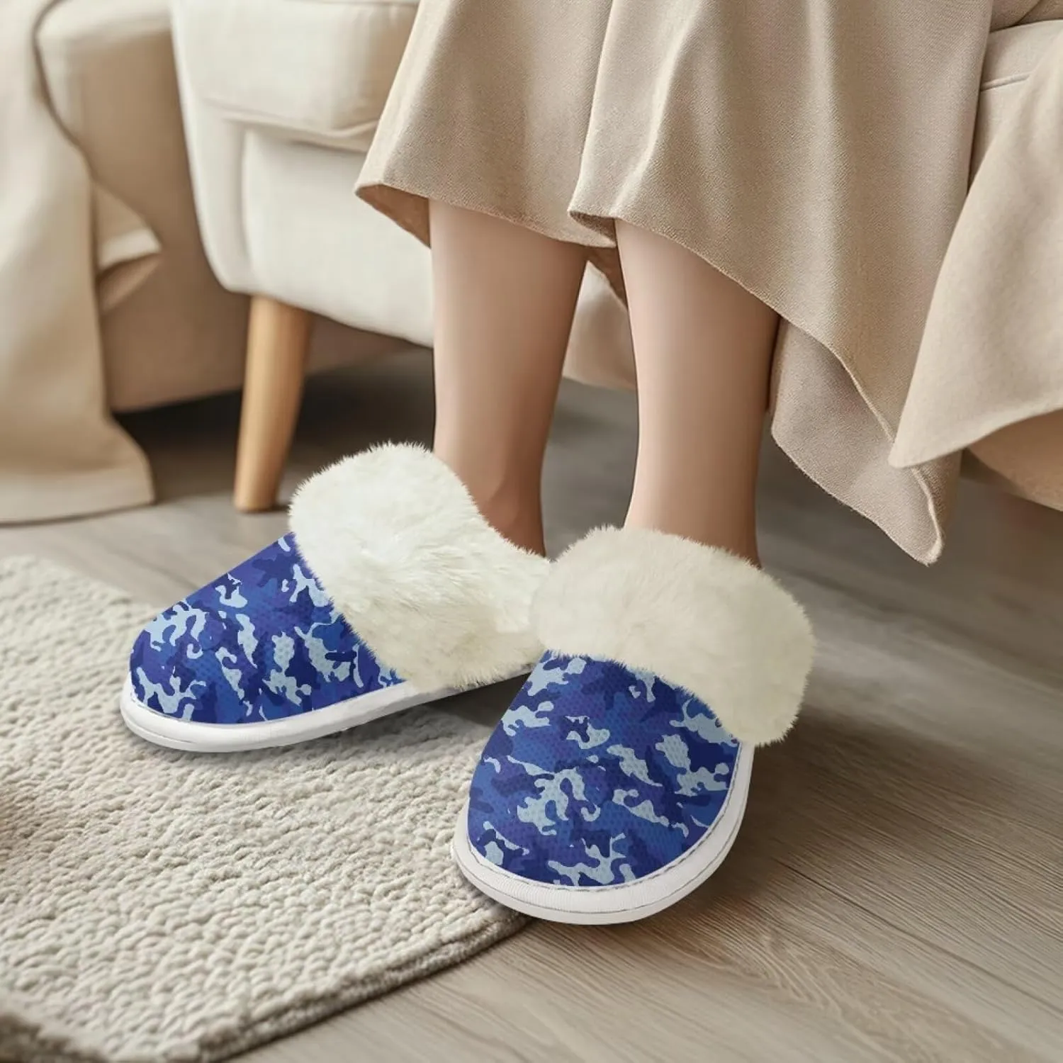 chaqlin Fuzzy Plush Slipper with Fur Edge Unisex's Bedroom House Cozy Soft Memory Foam Slippers Winter Warm Anti Slip Thick Sole Slippers Casual Outdoor Indoor