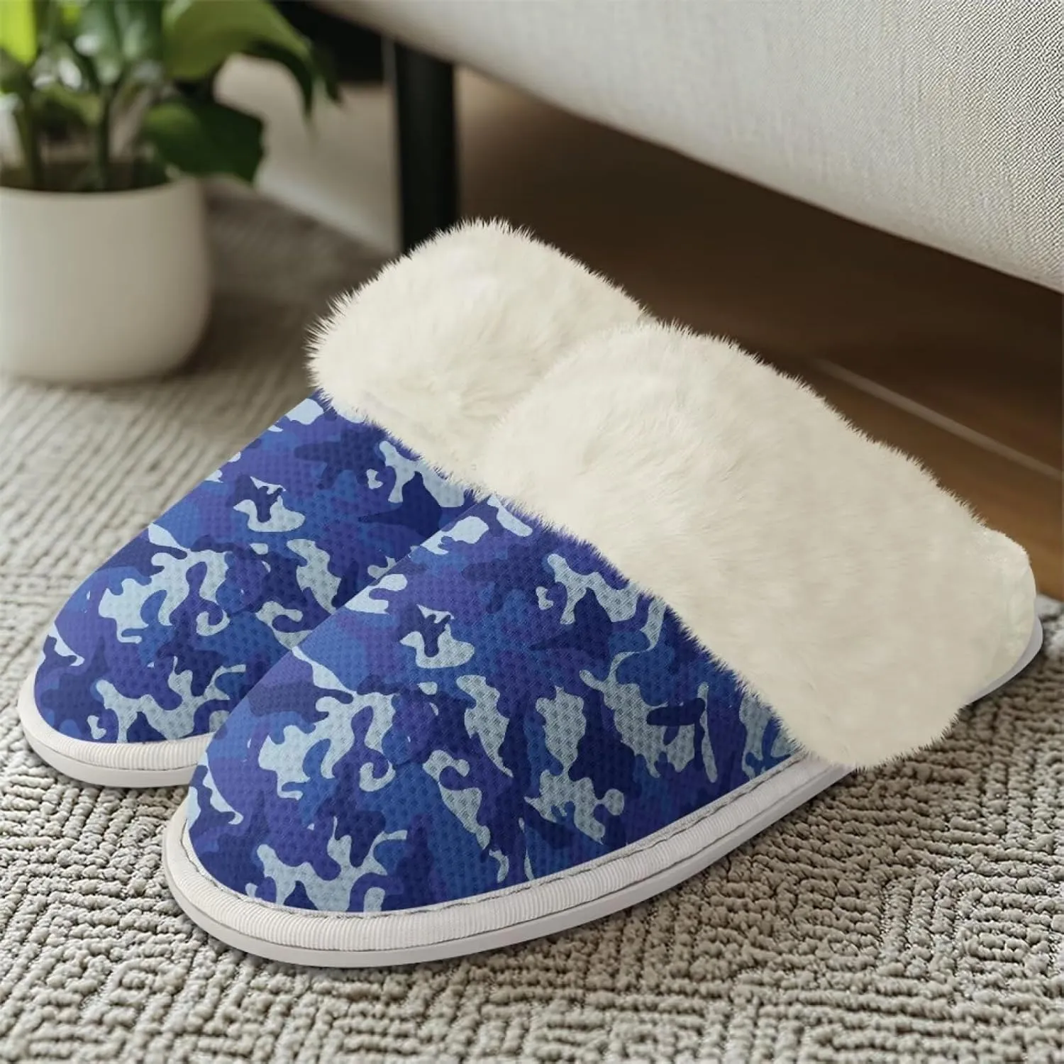 chaqlin Fuzzy Plush Slipper with Fur Edge Unisex's Bedroom House Cozy Soft Memory Foam Slippers Winter Warm Anti Slip Thick Sole Slippers Casual Outdoor Indoor
