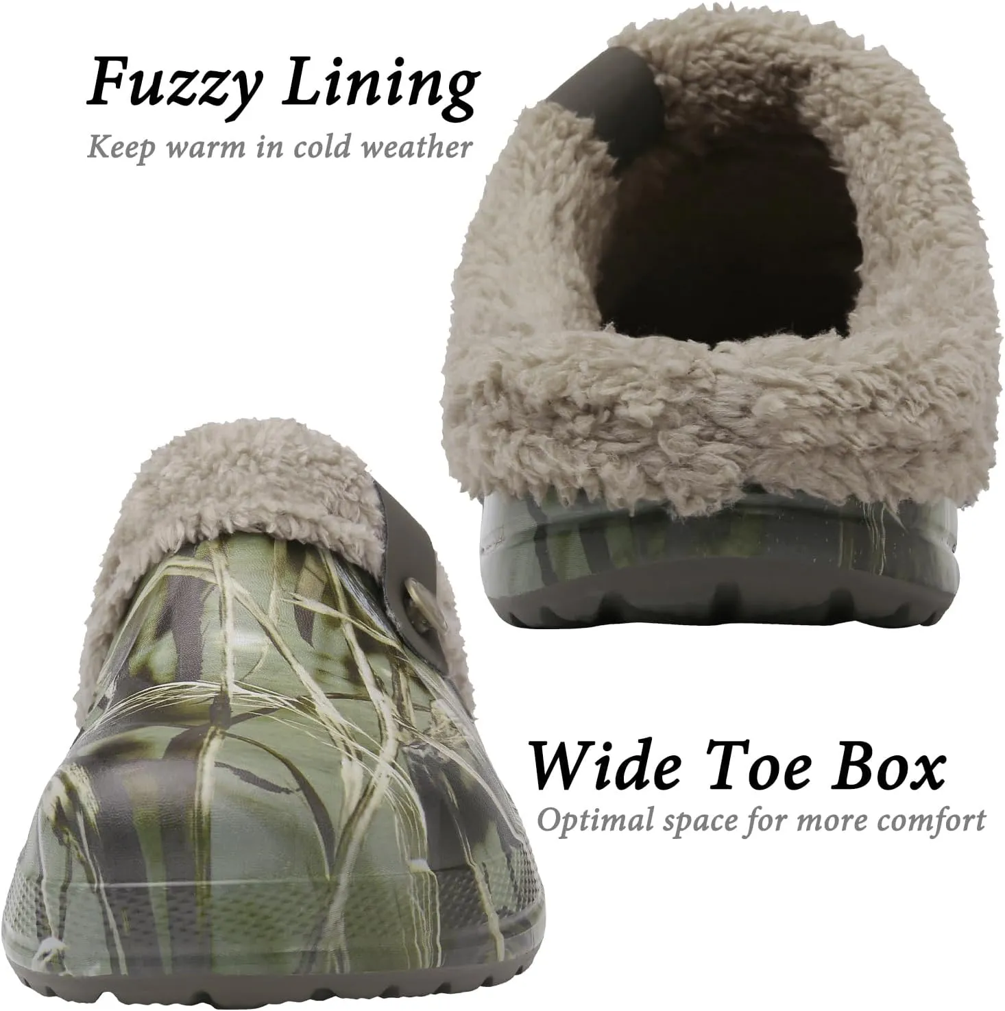 ChayChax Women and Men Fur Lined Clogs Memory Foam Warm Fuzzy Slippers Winter Waterproof Indoor Outdoor Slipper