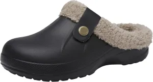 ChayChax Women and Men Fur Lined Clogs Memory Foam Warm Fuzzy Slippers Winter Waterproof Indoor Outdoor Slipper