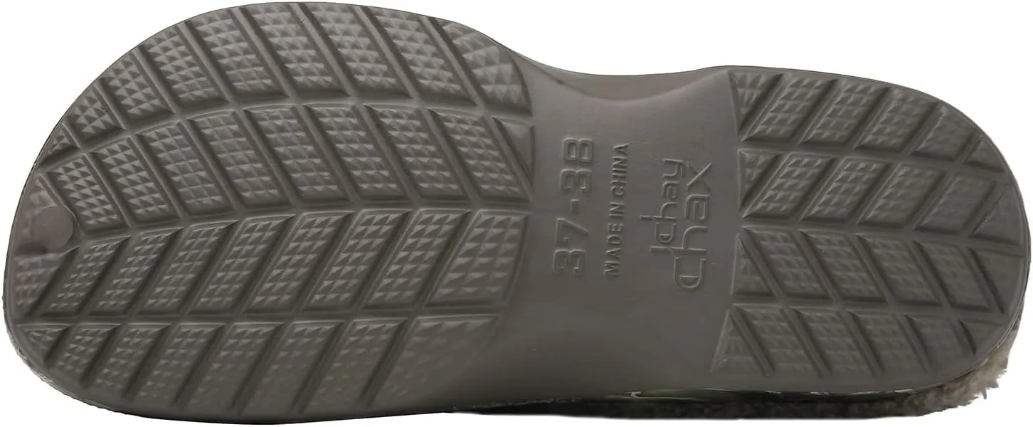 ChayChax Women and Men Fur Lined Clogs Memory Foam Warm Fuzzy Slippers Winter Waterproof Indoor Outdoor Slipper