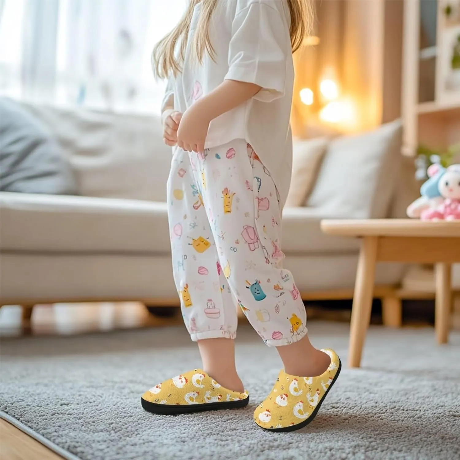 Children's Plush Slippers Cozy Plush Slip-on House Shoes with Memory Foam Warm Winter Kids Non-Slip Indoor Slipper
