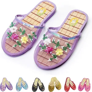 Chinese Mesh Slippers for Women - Summer Floral Hollow Mesh Slippers